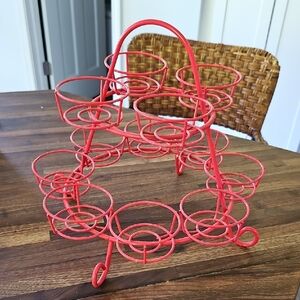 Vintage Metal Cupcake Stand orange Holder kitchen birthday Muffin Wedding Home